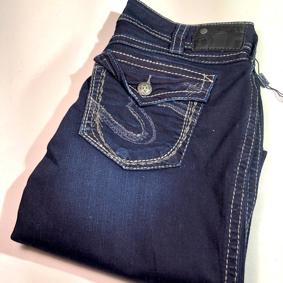* VINTAGE SILVER SUKI MID SLIM BOOT JEANS 31x31 DARKWASH NWT 😎